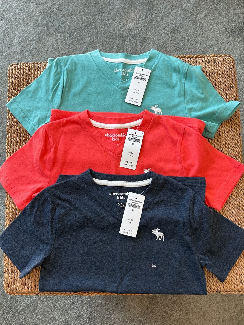 abercrombie kids V-Neck Tee in Teal, Coral, Navy